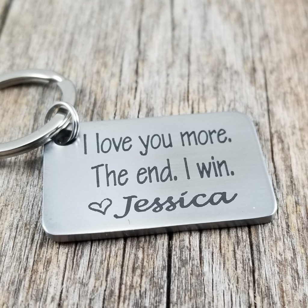 customizable and unique love you more keychain gifts for grooms